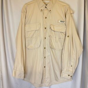 MAGELLAN Vented Fishing Shirt Mens M Banana Cream Yellow Cotton Poly Blend Lined
